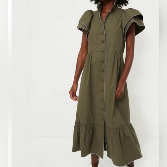 Tuckernuck Dresses & Skirts - Tuckernuck Alice Olive Button-Down Midi Dress
